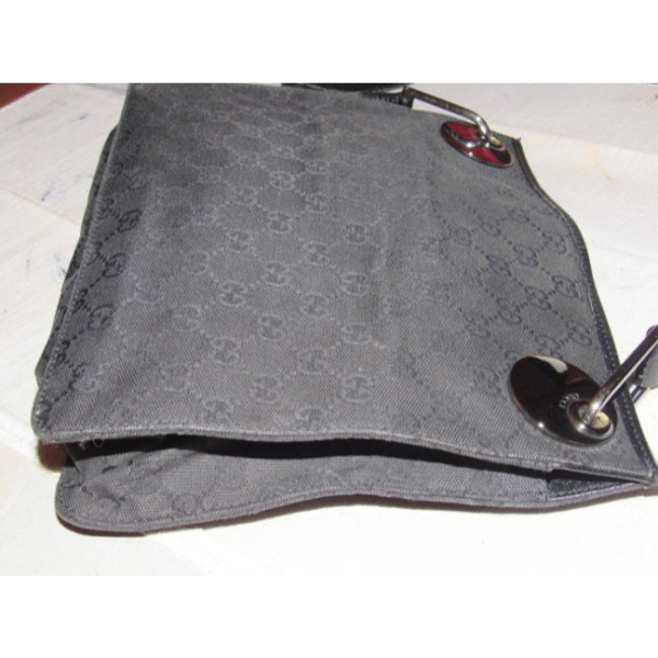 Gucci black Guccissima print 'Eclipse' messenger or cross body w bold chrome hardware | Luna Bags
