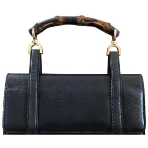 Gucci Box Skin Lunch Style With Midnight Bluebamboo Handle Lizardsnakeskin Satchel | Luna Bags