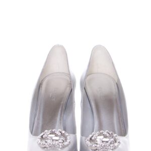 Gucci Metallic Silver Embellished Toe Heels SZ 38.5 | Luna Bags