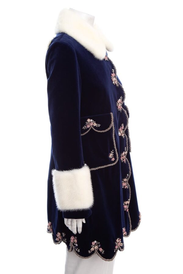Gucci Navy Velvet &  Embroidered Embellished Coat SZ 42 | Luna Bags