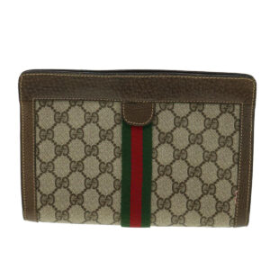 GUCCI GG Canvas Web Sherry Line Clutch Bag Beige Red Green  am3107 | Luna Bags