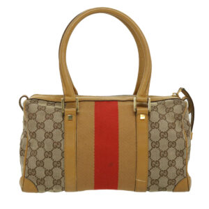 GUCCI GG Canvas Sherry Line Hand Bag Beige Brown Red 0000851001553  ar7441 | Luna Bags