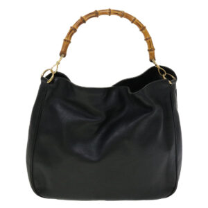 GUCCI Bamboo Hand Bag Leather 2way Black 001.0166.1577  ar9614 | Luna Bags