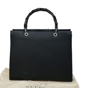 Gucci Logo Bamboo Hand Bag Tote Leather | Luna Bags