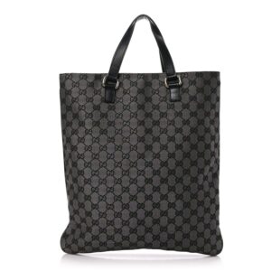 Gucci Calfskin Canvas Flat Vertical Tote | Luna Bags