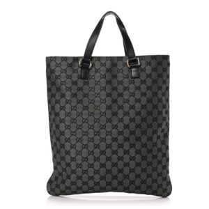 Gucci Calfskin Canvas Flat Vertical Tote | Luna Bags