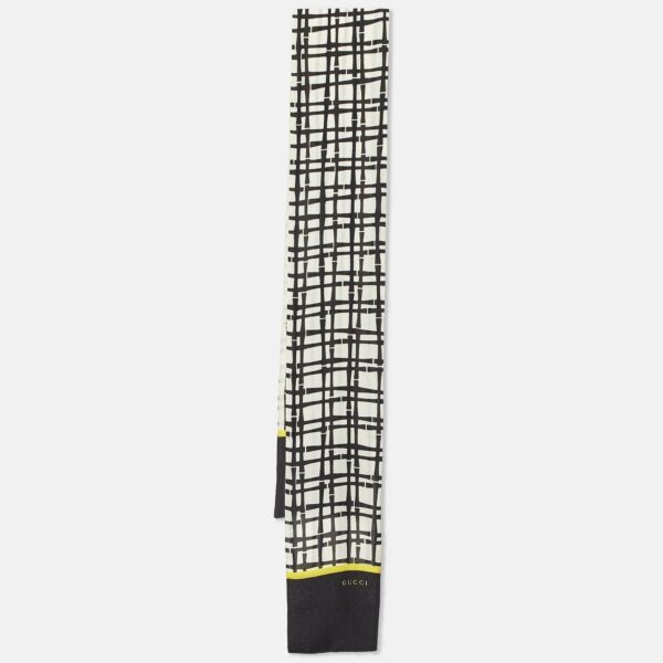 Gucci Monochrome Check Print Silk Narrow | Luna Bags