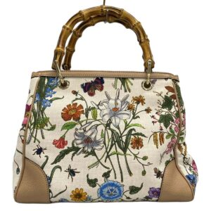 Gucci Bamboo Shopper /Flora Cream | Luna Bags