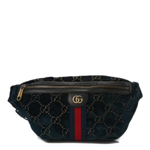 Gucci Velvet Gg Web Belt Bag Blue Beige | Luna Bags
