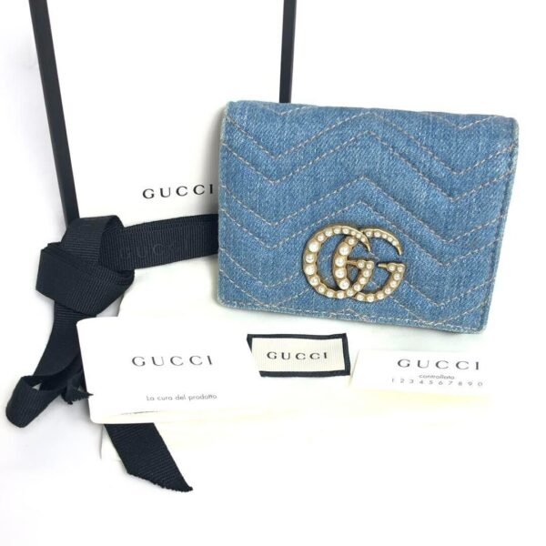 Gucci Gg Marmont Denim Pearl Compact | Luna Bags