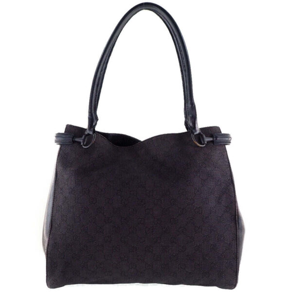 Gucci Tote Bag Black Gg Canvas/Leather | Luna Bags