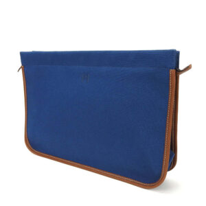 HERMES Clutch bag Canvas, Leather blue Women(Unisex) Used | Luna Bags