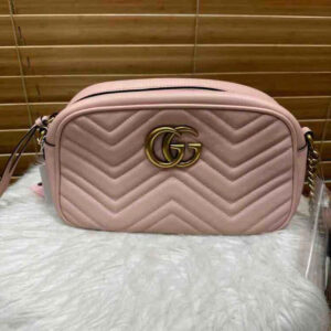 Gucci GG Marmont Shoulder Bag, Pink, Matelasse Leather, Small | Luna Bags