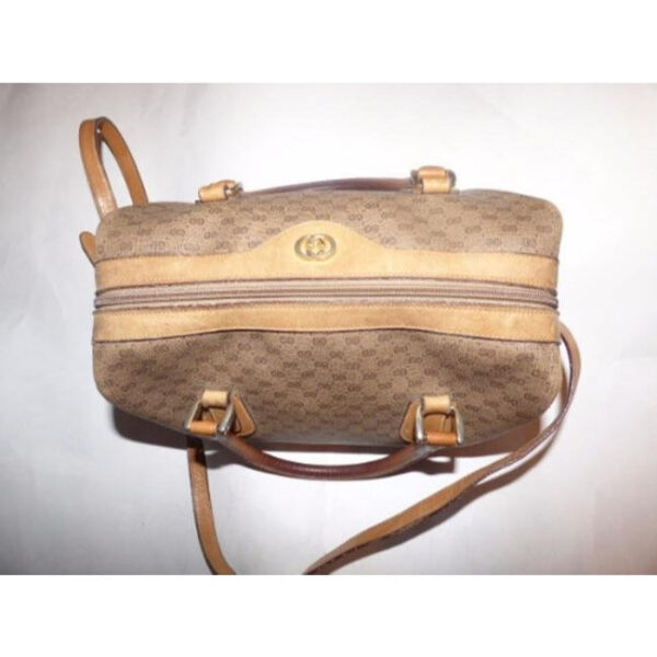 Gucci Vintage Pursesdesigner Purses Shades Of Brown With Small G Logo Leathercoated Canvas Satchel | Luna Bags