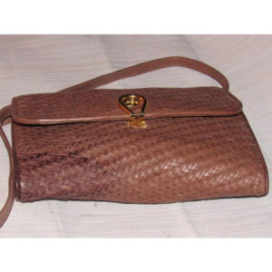 Gucci Vintage Woven And Smooth Two Way Style Purse Brown Leather Shoulder Bag | Luna Bags