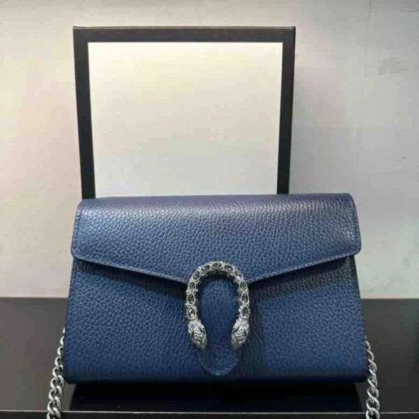 GUCCI Dionysus Chain Crossbody, Blue, Leather | Luna Bags