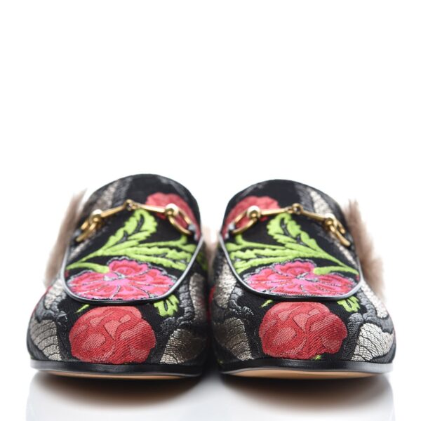 Gucci Women's Princetown Apron Toe Mules Tapestry Brocade | Luna Bags