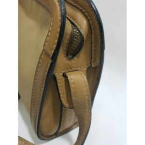 Gucci Vintage Khaki Canvas And Leather Canvas Shoulder Bag | Luna Bags