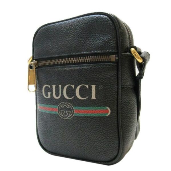 Gucci Logo Print Leather Crossbody Bag in Black | Luna Bags