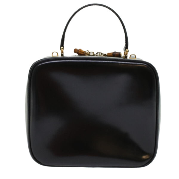 GUCCI Bamboo Vanity Cosmetic Pouch Patent leather Black  bs6279 | Luna Bags