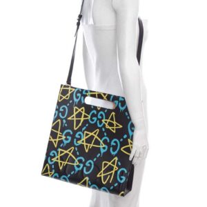 Gucci Black & Blue Ghost Leather Tote | Luna Bags