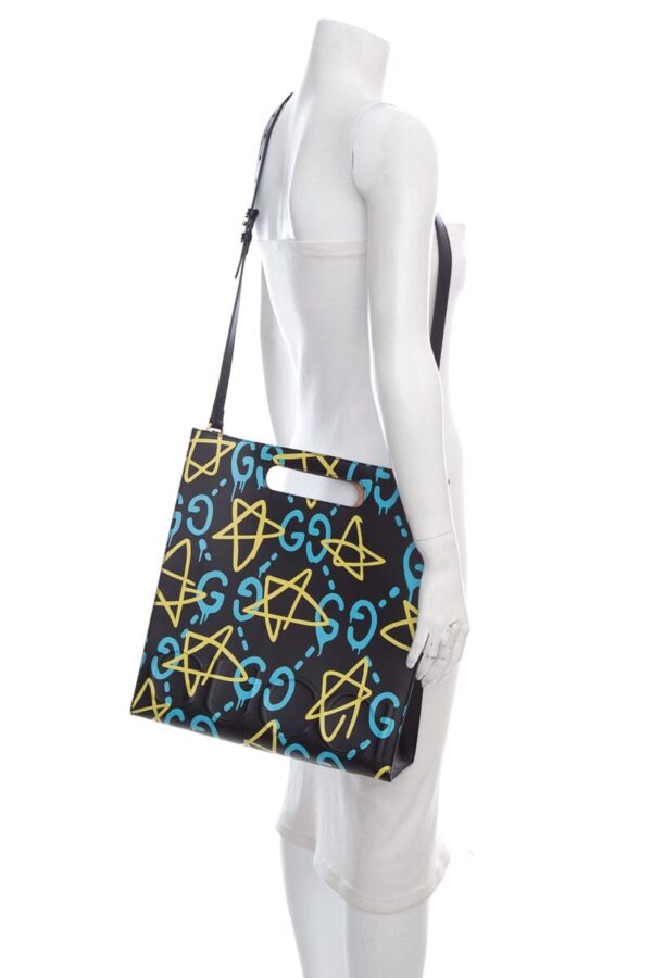 Gucci Black & Blue Ghost Leather Tote | Luna Bags