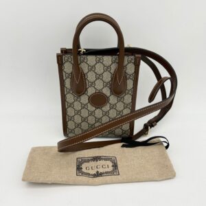 GUCCI Mini Bag With Interlocking G, Beige, GG Canvas 24120201 | Luna Bags