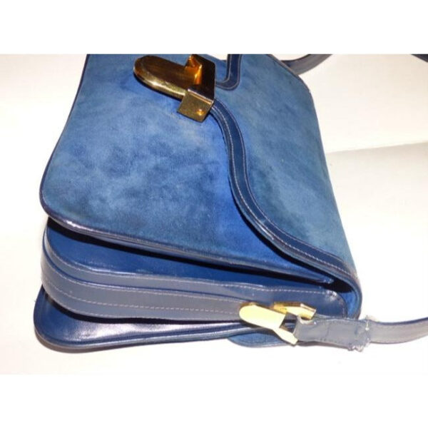 Gucci Vintage Pursesdesigner Purses Deep Blue Suede And Leather Shoulder Bag | Luna Bags