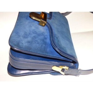 Gucci Vintage Deep Blue Suede And Leather Shoulder Bag | Luna Bags