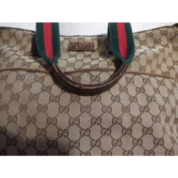 Gucci Supreme Bag W Guccissima Print Canvas Tote Red Green Handle Brown Leather And Gg Leather | Luna Bags