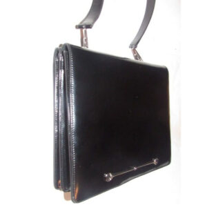 Gucci Vintage Pursesdesigner Purses Black Glossy Leather With Large Horse Bit Accent Satchel | Luna Bags