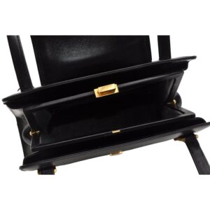 Gucci black leather top handle Kelly bag with blue lapis | Luna Bags