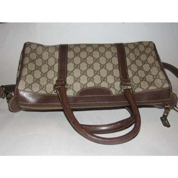 Gucci Boston Vintage Satchelsdesigner Purses Shades Of Brown Large G Logo Print Coated Canvas And Br | Luna Bags