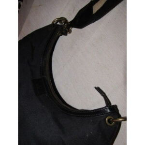 Gucci Vintage Black Canvas And Leather With A Tan And Black Canvas Striped | Luna Bags