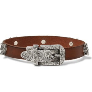 Gucci Anger Forest Wolf Head Leather Bracelet in Brown | Luna Bags