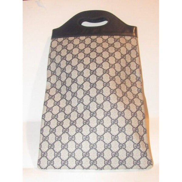 Gucci Guccissima Print Top Handle Shopper Navy Leather And Coated Canvas Tote | Luna Bags