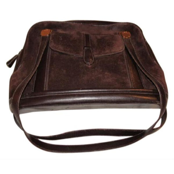 Gucci Vintage Pursesdesigner Purses Dark Brown Suede And Leather Leathersuede Satchel | Luna Bags