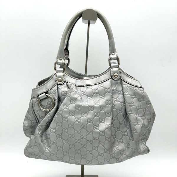 GUCCI Guccissima Medium Sukey Tote Silver gu8819se | Luna Bags