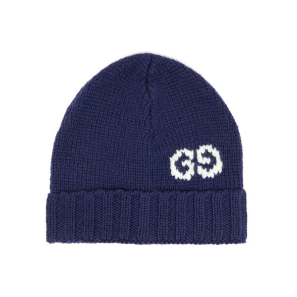 Gucci GG Logo Wool Beanie Hat in Midnight Blue | Luna Bags