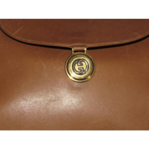 Gucci Vintage Camel Leather With Gold Gg Accents Shoulder Bag | Luna Bags