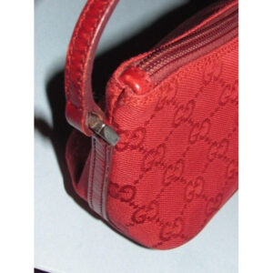 Gucci Pouchette Red Large G Logo Print Canvas And Leather Hobo Bag | Luna Bags