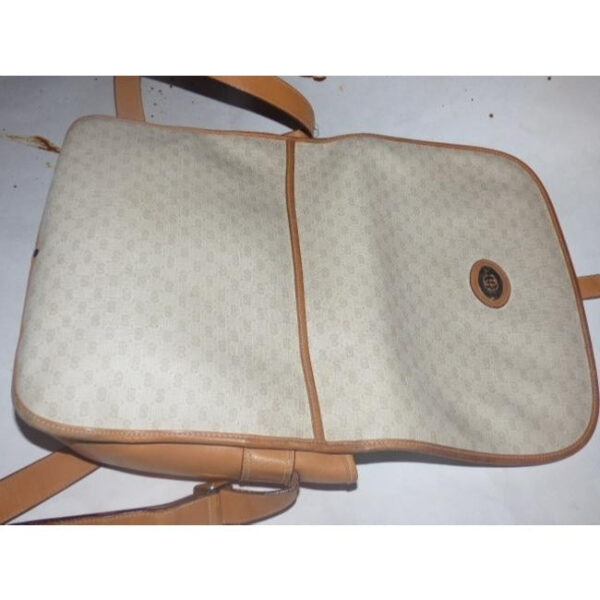Gucci Vintage Camel Small G Logo Print On Ivory Camel Leather | Luna Bags