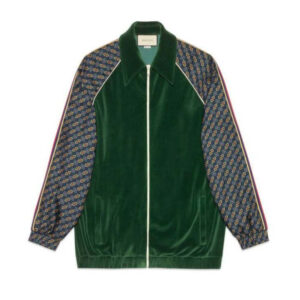 Gucci Bi-material Scarf Print Track Jacket in Green | Luna Bags