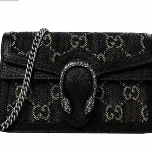 Gucci Dionysus Black GG Denim Super Mini Crossbody Clutch Bag | Luna Bags