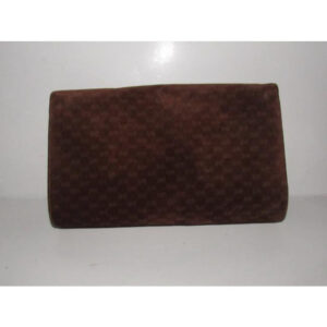 Gucci Vintage Brown Micro Guccissima Print Suede And Leather Clutch | Luna Bags
