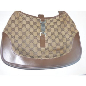 Gucci Jackie Vintage Style Shoulder Purse Brown Large G Logo Print Leather Canvas Hobo Bag | Luna Bags