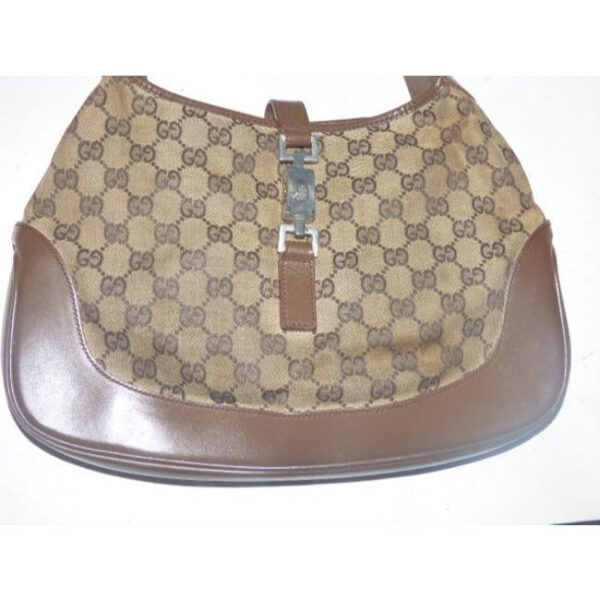 Gucci Jackie Vintage Style Shoulder Purse Brown Large G Logo Print Leather Canvas Hobo Bag | Luna Bags