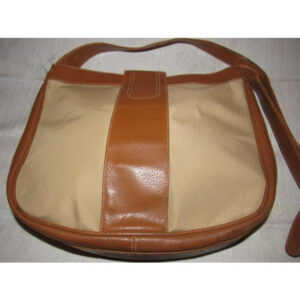 Gucci Vintage Tan Canvas Medium Brown Leather With Elaborate Center Clasp Leather | Luna Bags