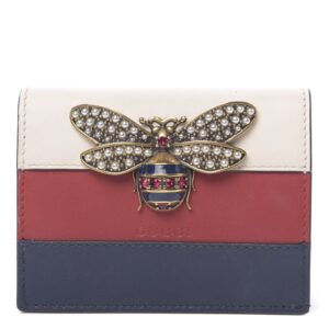 Gucci Queen Margaret Card Case in White, Blue, and Red | Luna Bags