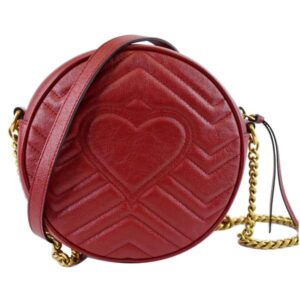 Gucci GG Mini Marmont Round Shoulder Bag in Red | Luna Bags